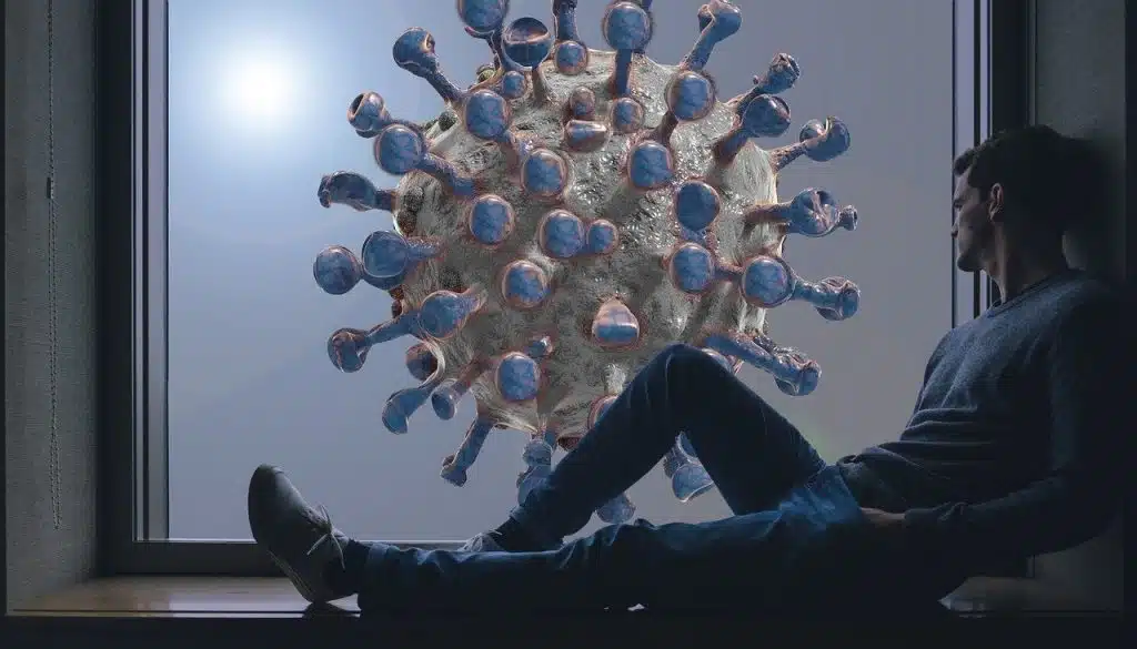 Person Starting At Depiction Of A Virus