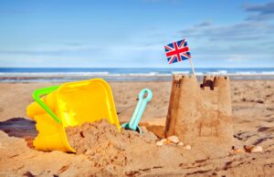 British flag in sandcastle