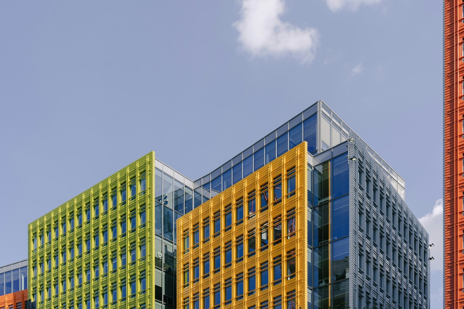 Group of coloured buildings in central London