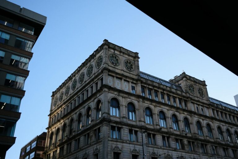 Historic Building Against Clear Blue Sky