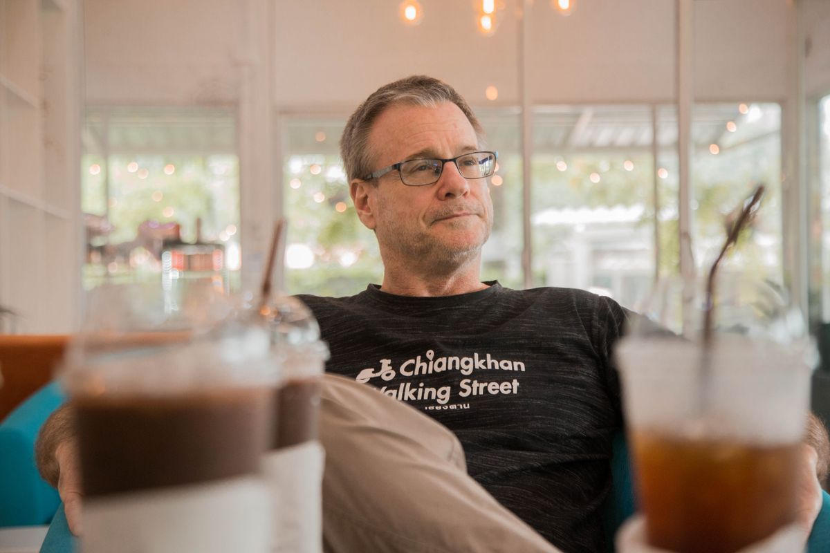 man in a cafe