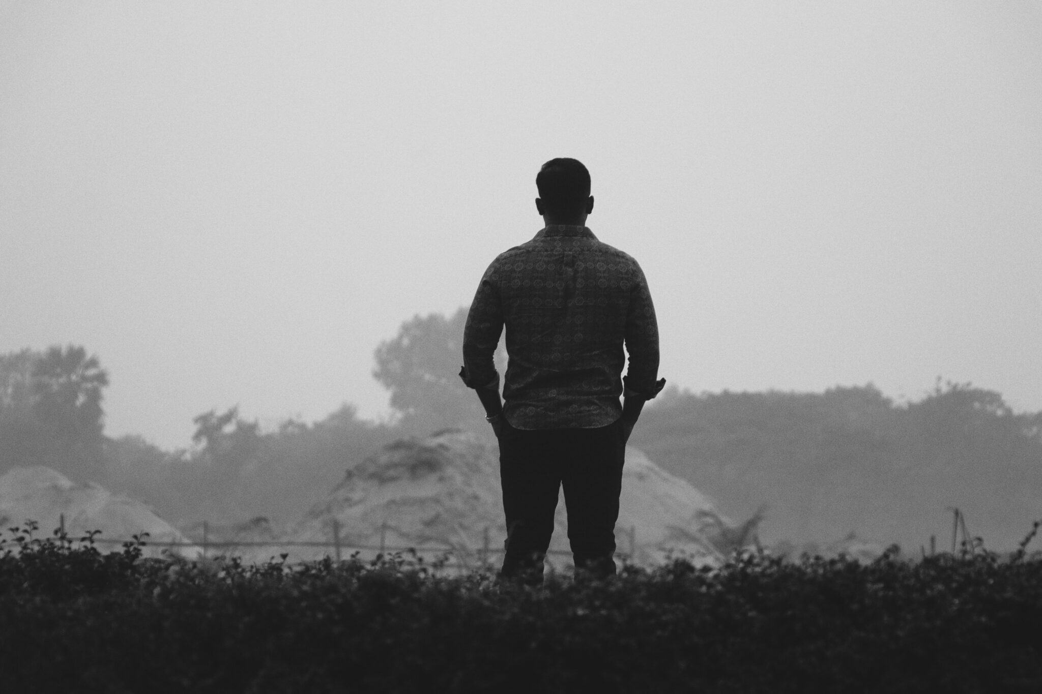 man facing away