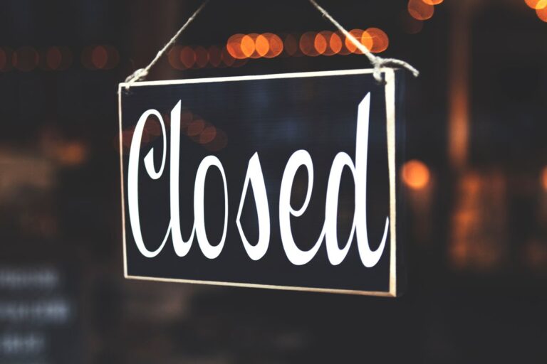 closed sign in shop window