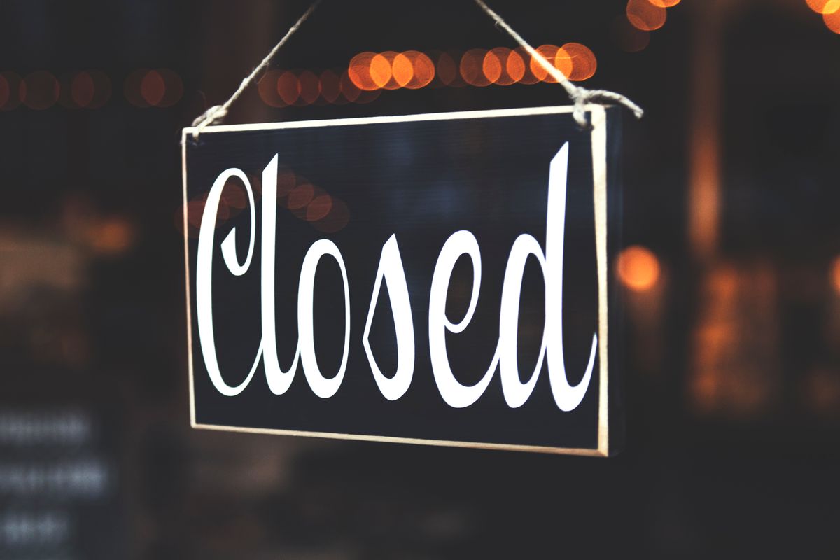 closed sign in shop window