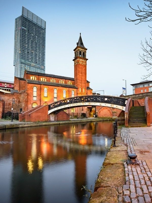 Water way canal area in Manchester North West England
